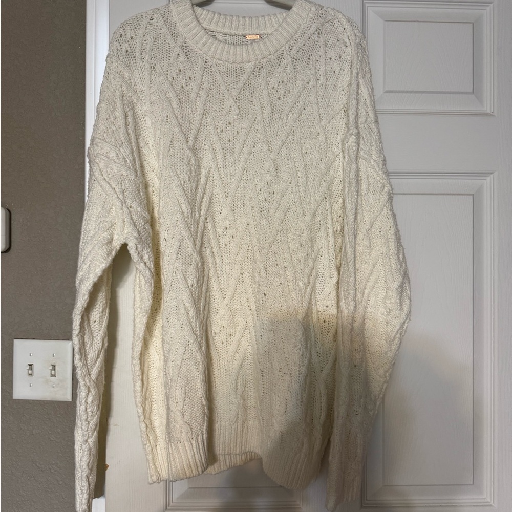 Free People Cream Cable Knit Sweater